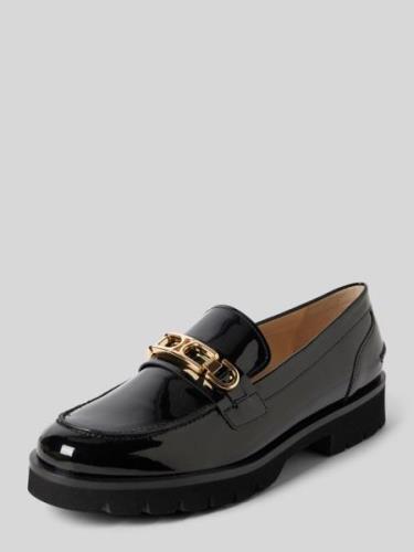 Högl Loafers aus Leder mit Applikation in Black, Größe 42