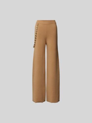 Rabanne Stoffhose mit Metall-Kette in Camel, Größe L