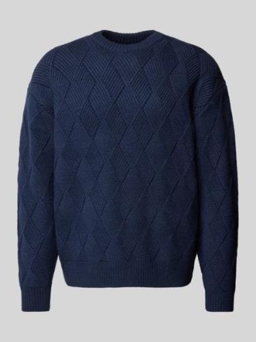 JAKE*S STUDIO MEN Strickpullover mit gerippten Abschlüssen in Marine, ...