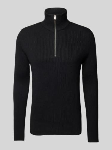 Jack & Jones Strickpullover mit Troyer-Kragen Modell 'PERFECT' in Blac...