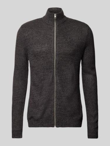 Jack & Jones Cardigan mit Stehkragen Modell 'LEWIS' in Anthrazit Melan...