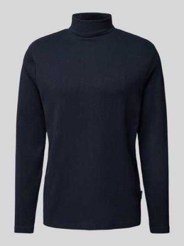 HECHTER PARIS Rollkragenpullover mit Label-Print in Marine, Größe L