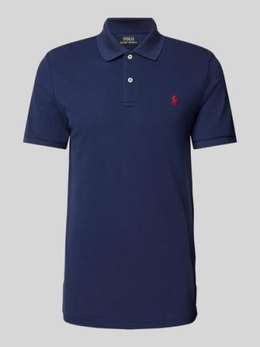 Polo Ralph Lauren Tailored Fit Poloshirt mit Logo-Stitching in Marine,...