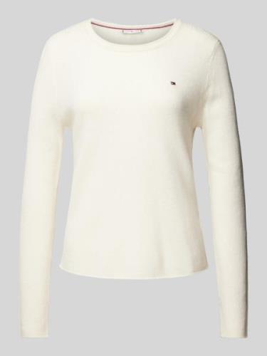 Tommy Hilfiger Strickpullover mit Logo-Stitching in Offwhite, Größe S