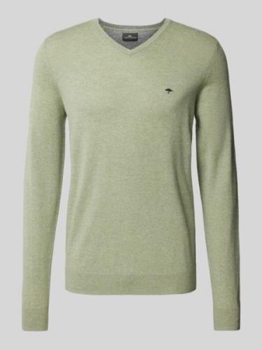 Fynch-Hatton Strickpullover mit V-Ausschnitt in Khaki, Größe S