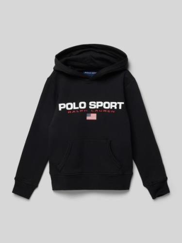 Polo Sport Hoodie mit Label-Print in Black, Größe XL