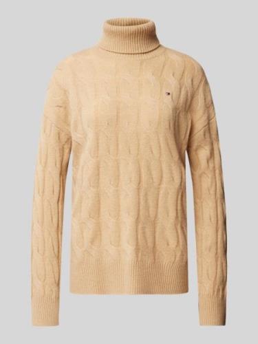 Tommy Hilfiger Strickpullover mit Rollkragen in Camel, Größe S