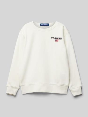 Polo Sport Sweatshirt mit Label-Stitching in Ecru, Größe S