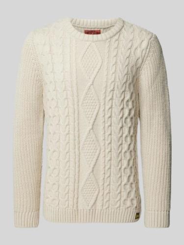 Superdry Strickpullover mit Zopfmuster Modell 'Jacob' in Offwhite, Grö...