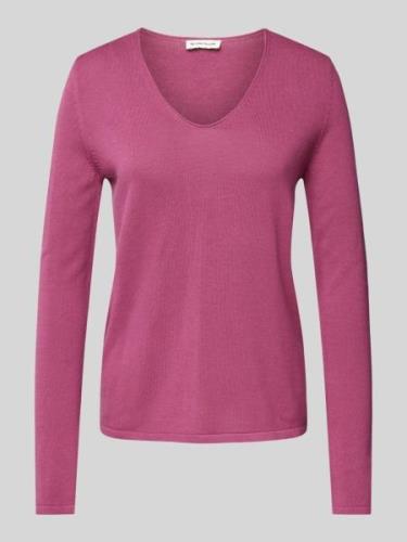 Tom Tailor Regular Fit Strickpullover mit V-Ausschnitt in Pink, Größe ...