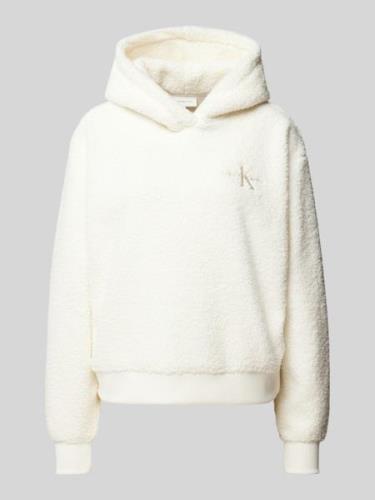 Calvin Klein Jeans Fleece-Hoodie mit Label-Stitching in Ecru, Größe L