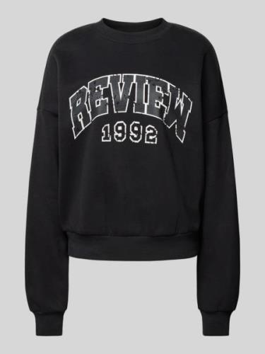 Review Sweatshirt mit Label-Print in Black, Größe XS