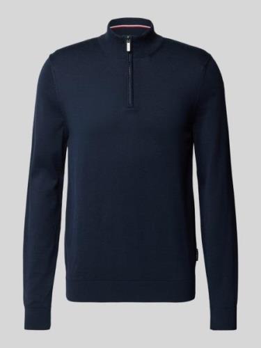 HECHTER PARIS Strickpullover mit Stehkragen in Marine, Größe S