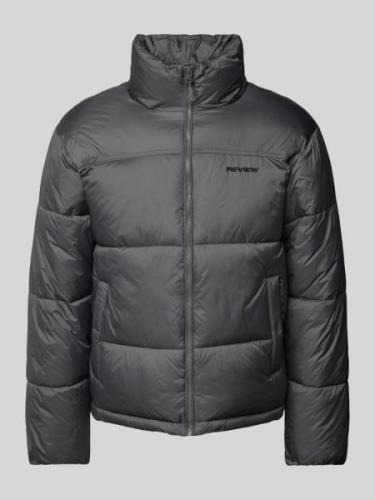 REVIEW Steppjacke mit Stehkragen in Dunkelgrau, Größe L