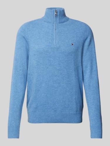 Tommy Hilfiger Wollpullover mit Stehkragen Modell 'LAMBSWOOL' in Hellb...