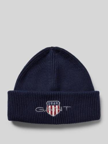 Gant Beanie mit Label-Stitching in Dunkelblau, Größe One Size