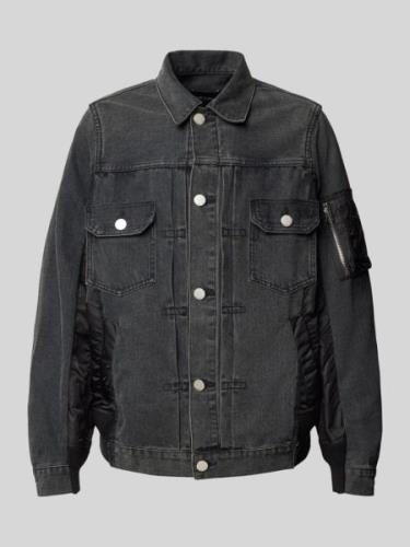 ELIAS RUMELIS Jeansjacke mit Knopfleiste Modell 'Jermain' in Black, Gr...