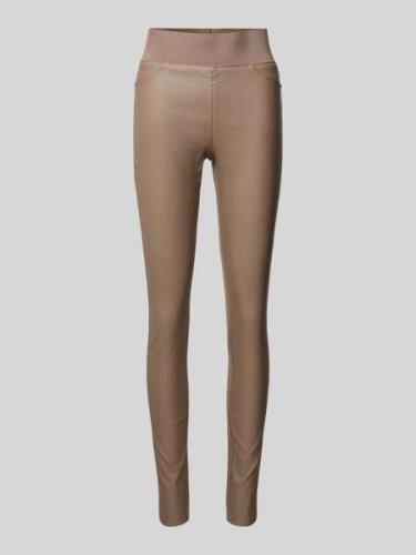 FREE/QUENT Leggings mit Ziernähten Modell 'Shantal' in Taupe, Größe M