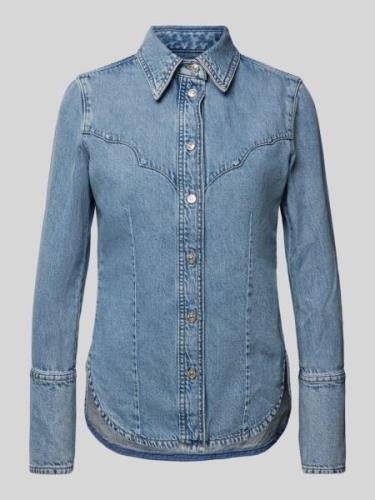 Mango Regular Fit Jeansbluse mit Umlegekragen Modell 'VENETIA' in Jean...