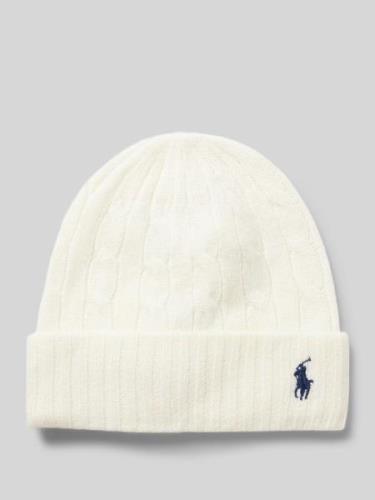 Polo Ralph Lauren Beanie mit Label-Stitching in Offwhite, Größe 1