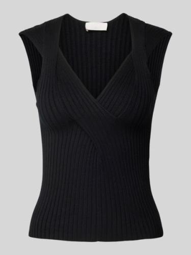 Liu Jo White Stricktop mit V-Ausschnitt in Black, Größe XL