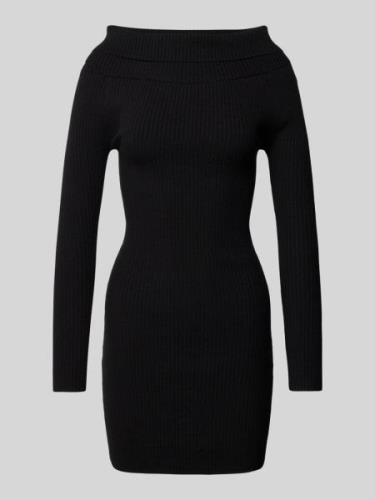 Review Off-Shoulder-Kleid in Ripp-Optik in Black, Größe S