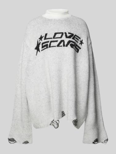 LOVE SCARS Strickpullover mit Label-Stitching in Offwhite, Größe XS