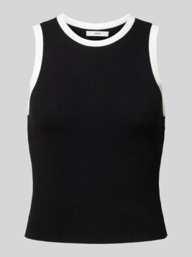 Mango Tanktop mit gerippten Abschlüssen in Black, Größe XL