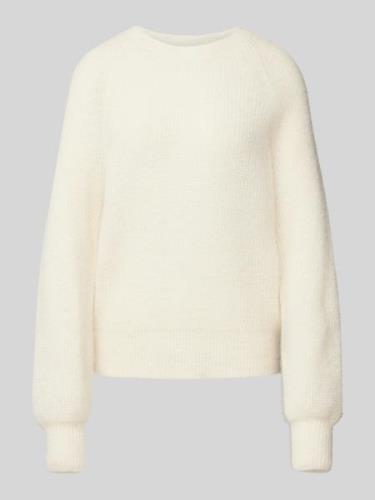 Lanius Strickpullover mit gerippten Abschlüssen in Offwhite, Größe 40