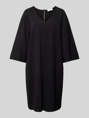 MORE Knielanges Kleid mit abgerundetem V-Ausschnitt in Black, Größe 42