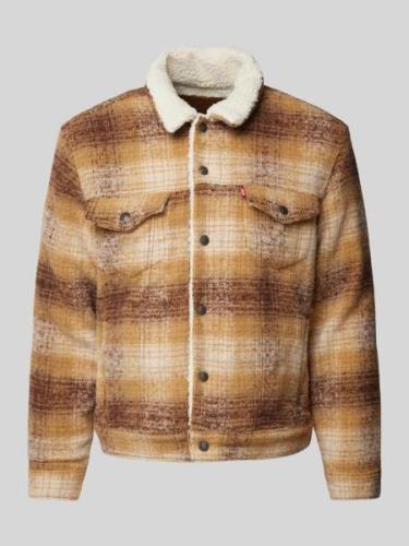 Levi's® Sherpa Jacket mit Kentkragen Modell 'PLAID' in Beige, Größe XS