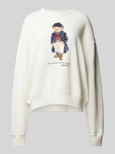 Polo Ralph Lauren Sweatshirt mit Motiv-Print in Beige Melange, Größe X...