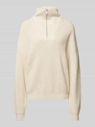 Jake*s Casual Strickpullover mit Troyer-Kragen in Ecru, Größe L