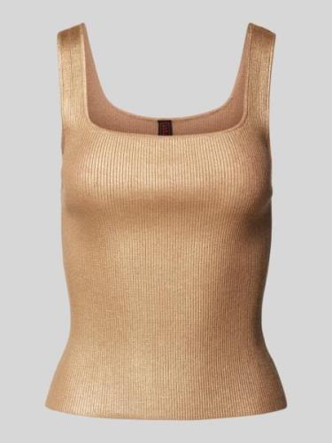 Stefanel Tanktop mit Feinripp in Beige, Größe S