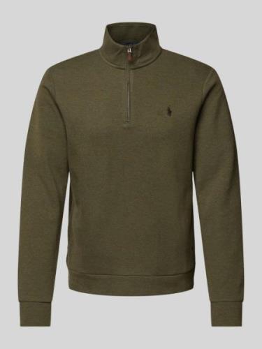 Polo Ralph Lauren Sweatshirt mit Troyer-Kragen in Oliv Melange, Größe ...