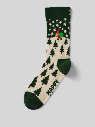 Happy Socks Socken mit Label-Print Modell 'Santa on the Way' in Gruen,...