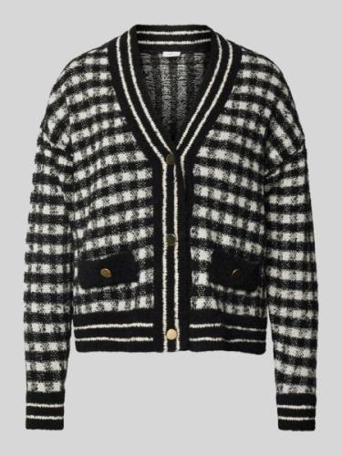 s.Oliver BLACK LABEL Regular Fit Cardigan aus Baumwoll-Mix mit Karomus...