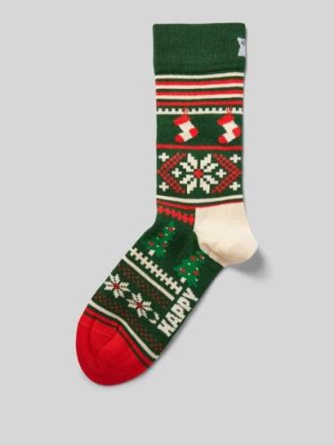 Happy Socks Socken mit Label-Stitching Modell 'Christmas Sweater' in G...