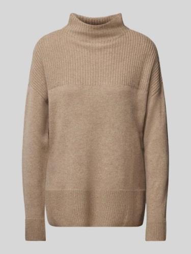 Jake*s Collection Strickpullover aus Kaschmir mit Stehkragen in Beige,...