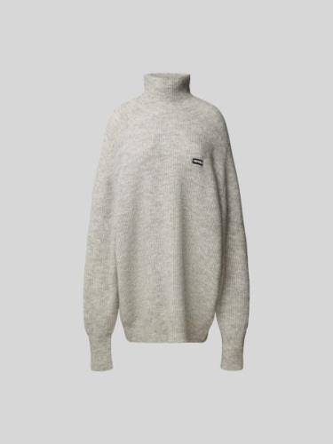 ROTATE Oversized Pullover mit Stehkragen in Hellgrau, Größe 40