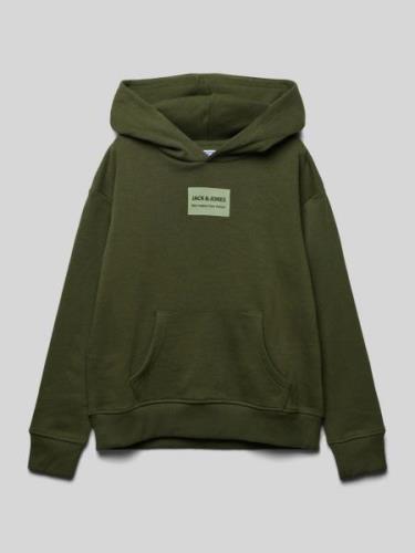 Jack & Jones Hoodie mit Label-Patch Modell 'HAKKAI' in Oliv, Größe 176