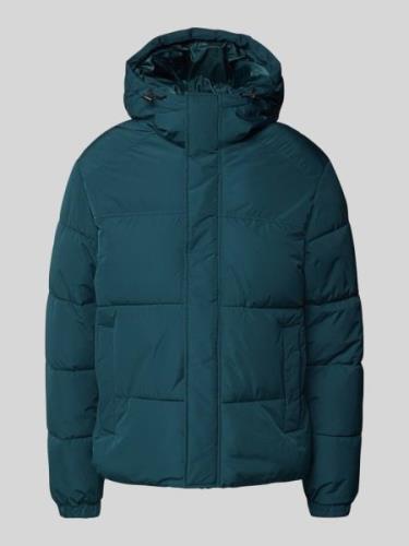 Jack & Jones Steppjacke mit Kapuze Modell 'BRADLEY' in Petrol, Größe M