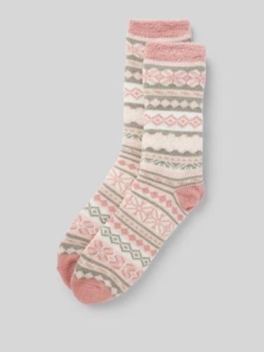 camano Socken mit Kunstfellbesatz Modell 'NORWEGIAN' in Rosa, Größe 39...