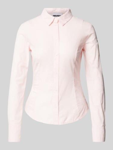 Review Slim Fit Bluse mit durchgehender Knopfleiste in Rose, Größe XS