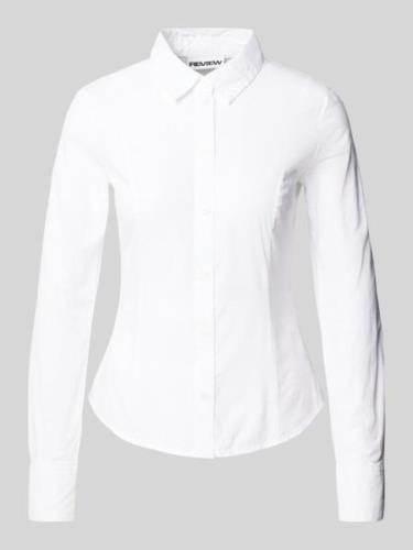 Review Slim Fit Bluse mit durchgehender Knopfleiste in Weiss, Größe S