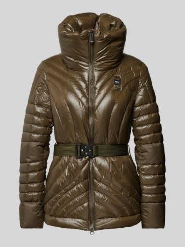 Blauer Usa Steppjacke mit Stehkragen in Khaki, Größe S