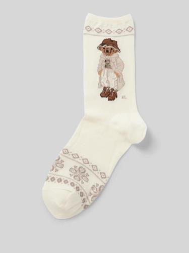 Polo Ralph Lauren Socken mit Motiv-Stitching in Offwhite, Größe 1