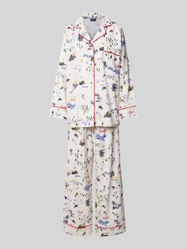 Polo Ralph Lauren Pyjama mit Allover-Print in Offwhite, Größe S