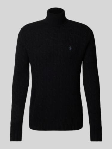 Polo Ralph Lauren Wollpullover mit Label-Stitching in Black, Größe M