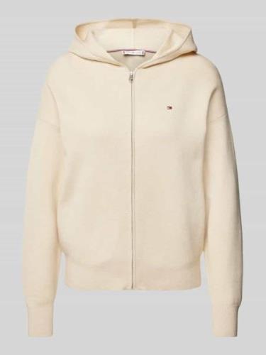 Tommy Hilfiger Sweatjacke mit Logo-Stitching in Beige, Größe M